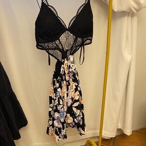 Angel Biba Black Lace jumper Bralette with Floral details brand new